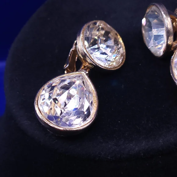 Kenneth Jay Lane Gold and Silver Crystal Earrings - Picture 2 of 14